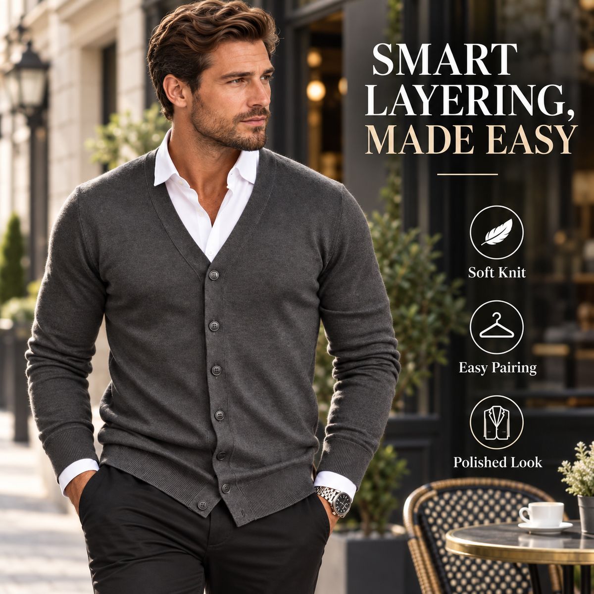 V-Neck Knit Cardigan