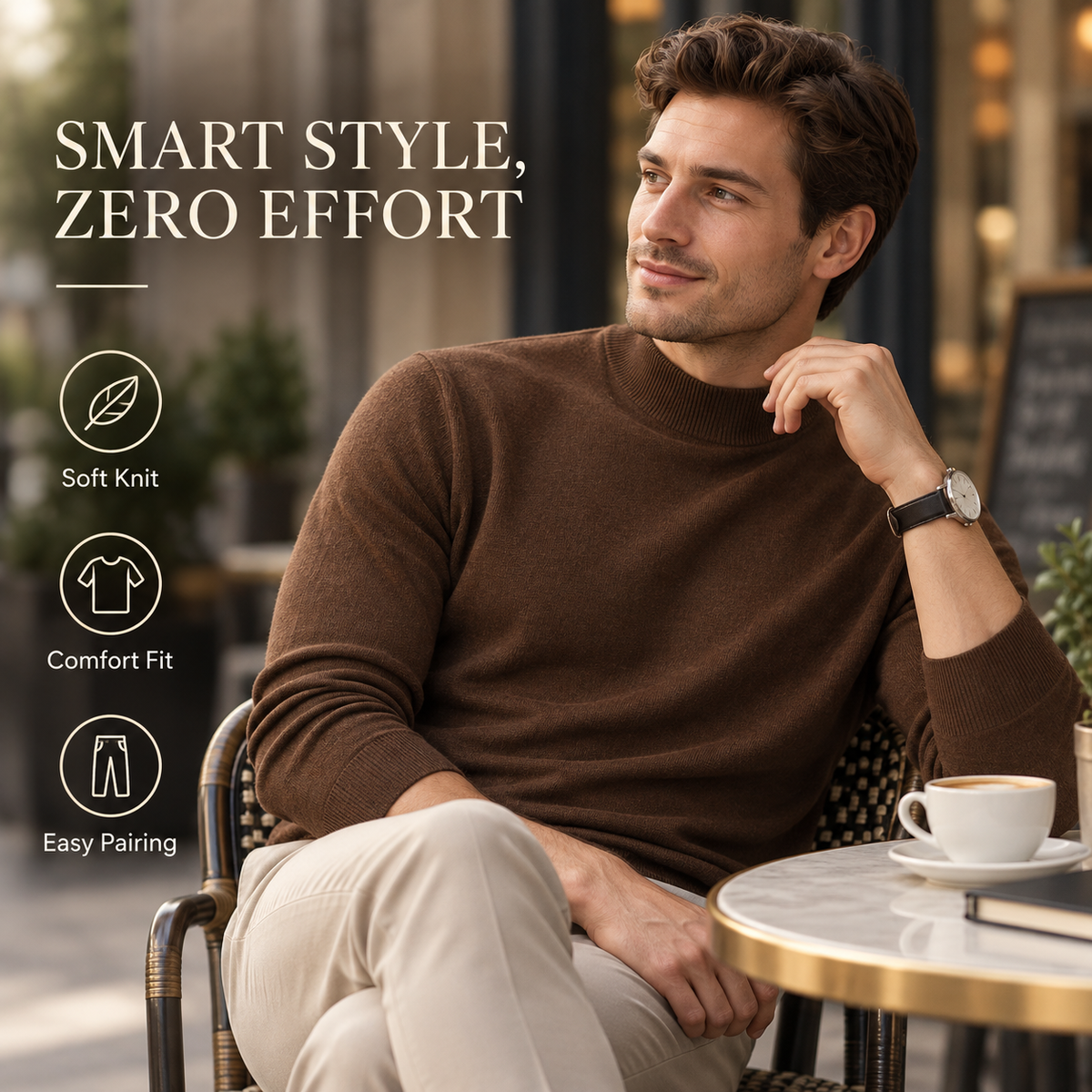 Mock-Neck Knit Sweater