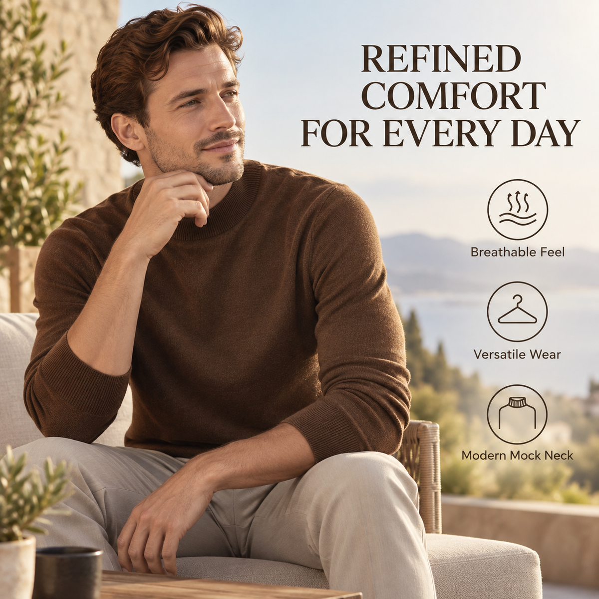 Mock-Neck Knit Sweater