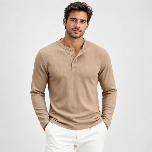Ribbed Henley Shirt