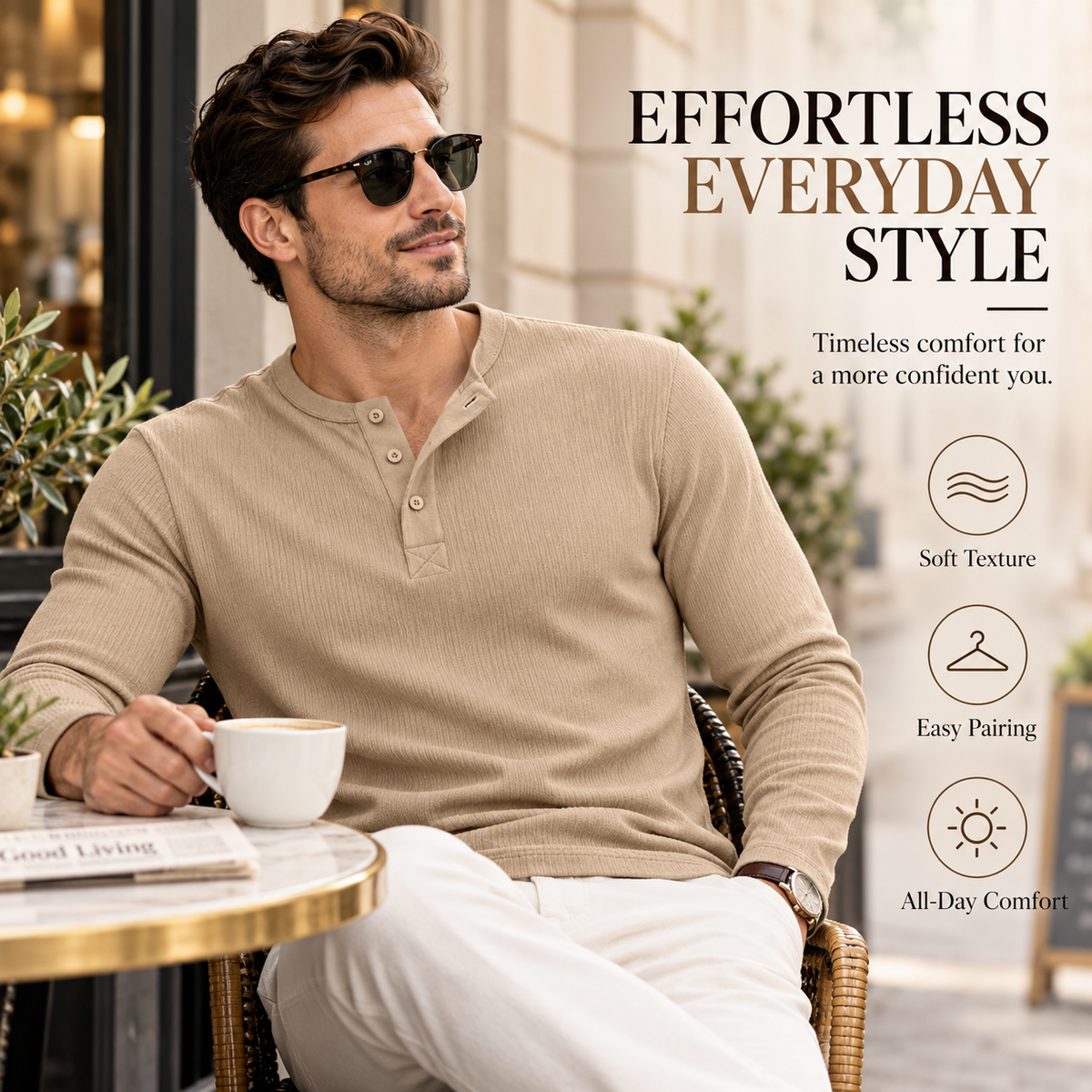 Ribbed Henley Shirt
