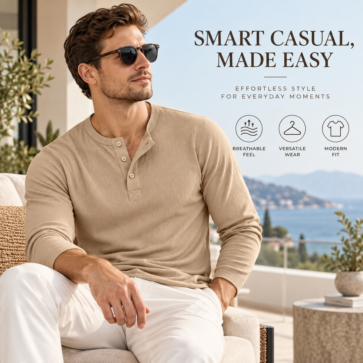 Ribbed Henley Shirt
