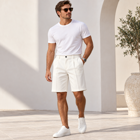 Pleated Tailored Bermuda Shorts