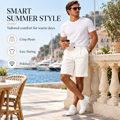 Pleated Tailored Bermuda Shorts