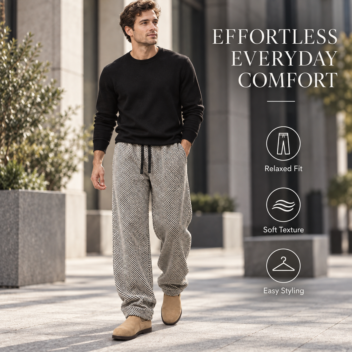 Textured Drawstring Pants